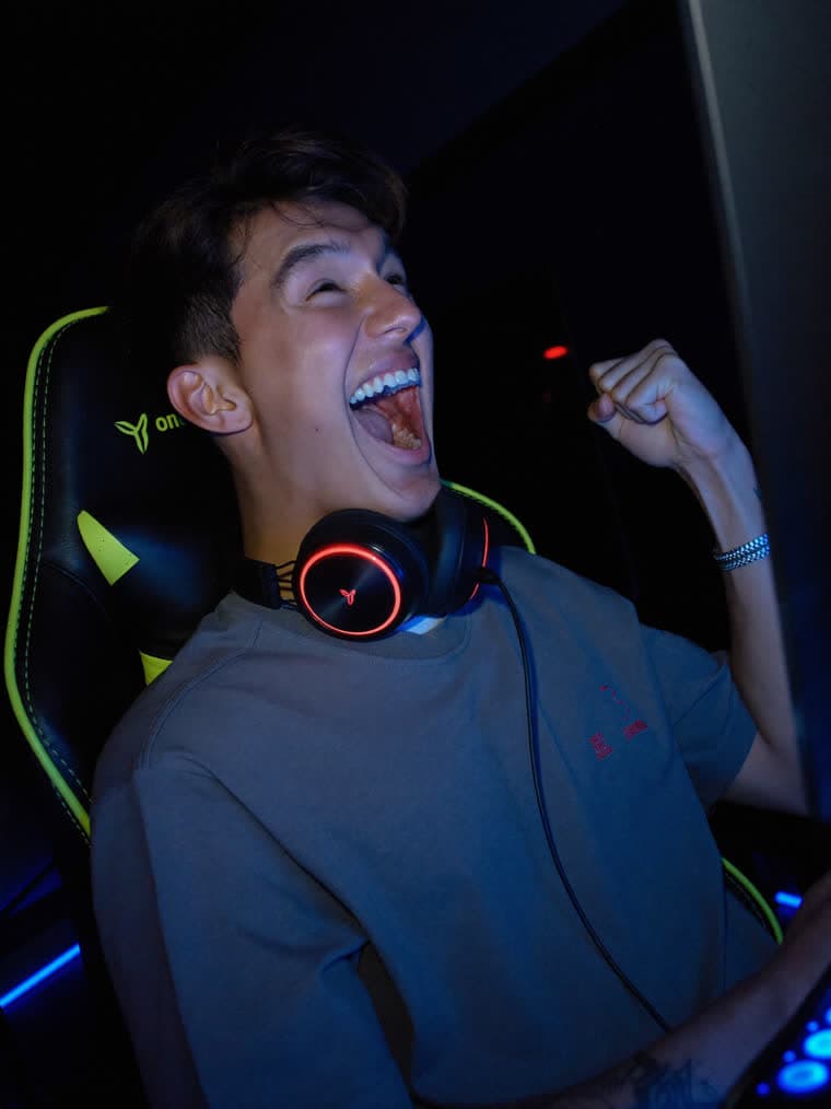 Gaming creator celebrating a big moment